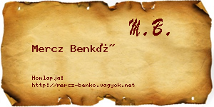 Mercz Benkő névjegykártya